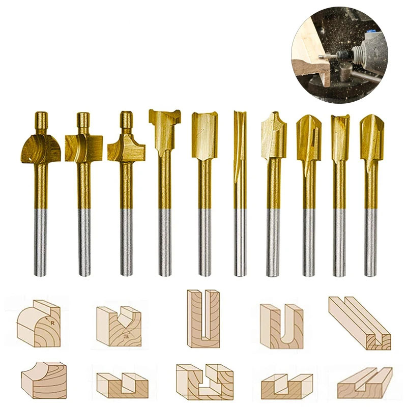 End Mill Set - ดอกกัดไม้ HSS สำหรับเครื่องมือโรตารี่ Dremel งาน DIY