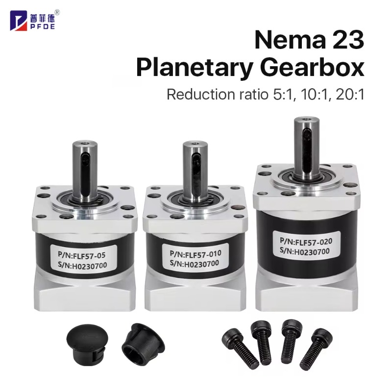 Nema23 Stepper - FLF57-05 NEMA 23ตัวลดความเร็วมอเตอร์กระปุกเกียร์แบบดาวเคราะห์5:1อัตราส่วน10:1 20:1อินพุต8มม. จับคู่ Nema23สเต็ปเปอร์มอเตอร์