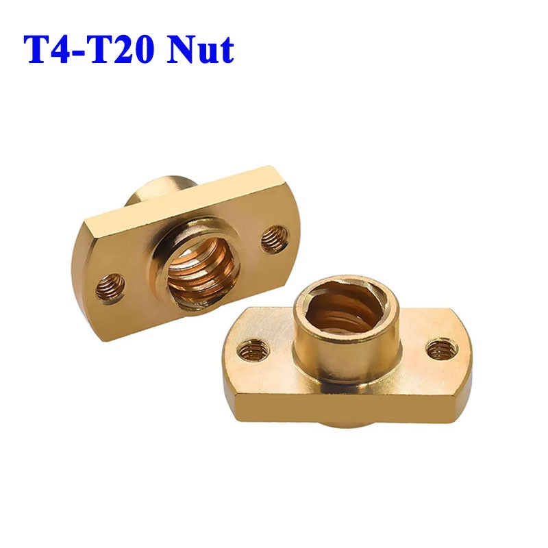Lead Screw 8Mm - น็อตเกลียวหัวต่อ T4-T20 แบบมีหน้าแปลนทองเหลือง น็อตเกลียวทรงสี่เหลี่ยมคางหมู T4 T5