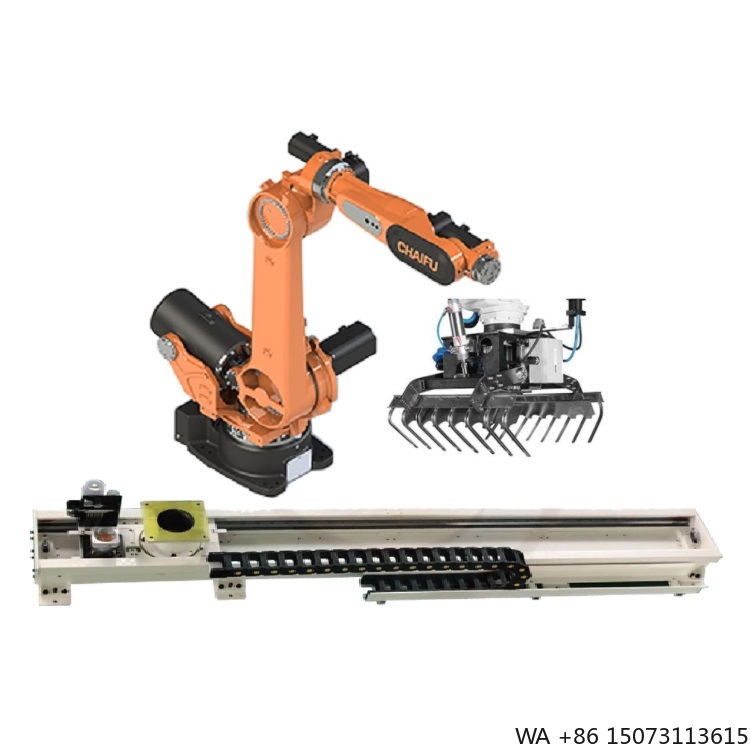 Linear Rail - แขนหุ่นยนต์อุตสาหกรรม 6 แกน พร้อมกริปเปอร์และรางนำทางแบบเส้นตรง สำหรับโซลูชันการจัดการด้วยหุ่นยนต์อัตโนมัติ