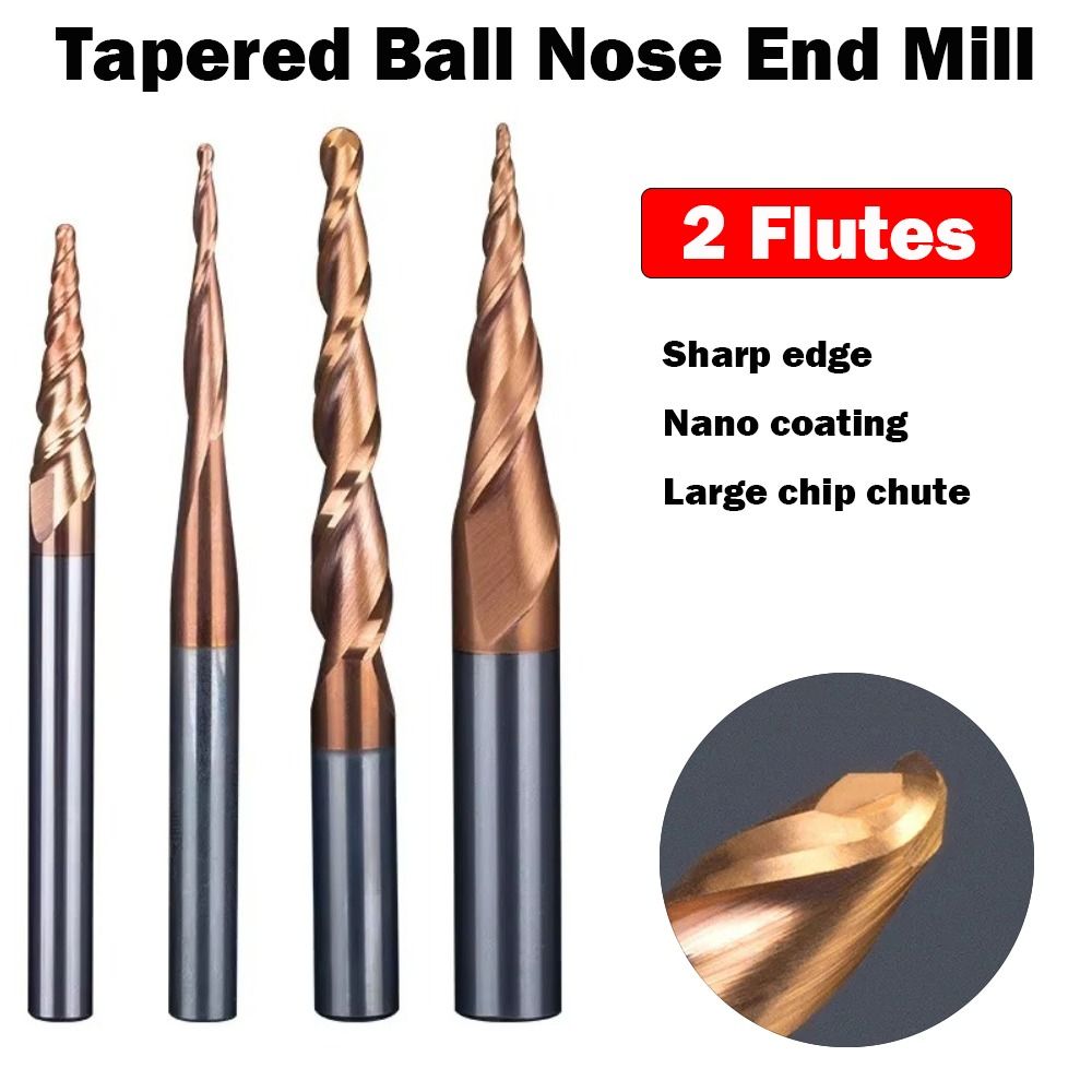 HRC55 คาร์ไบด์บอลจมูกเรียว End - End Mill Set บทวิจารณ์และราคา